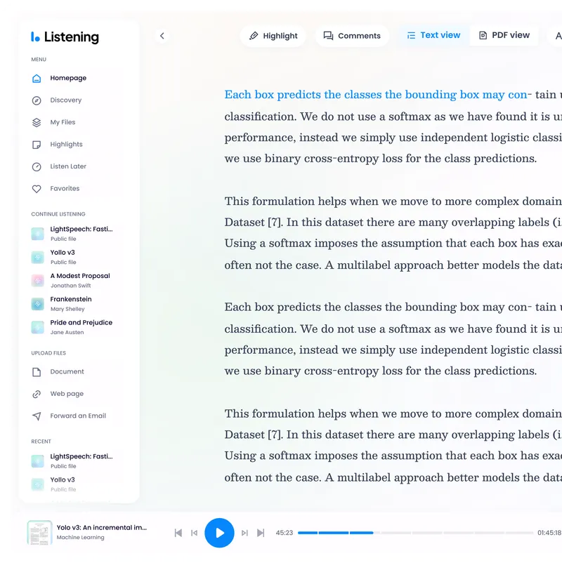 Preview of the Listening app dashboard interface